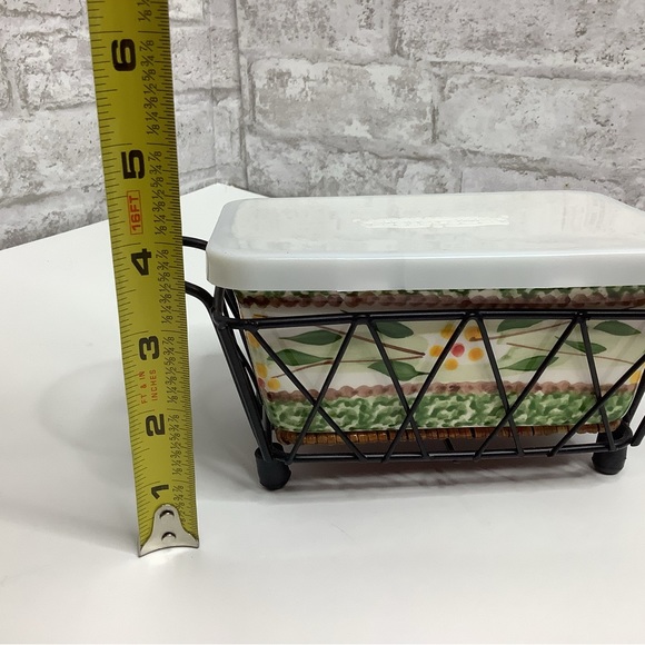 Lot of 2 Temptations Old World Green Small Baking Dishes Oval Rectangular Rack